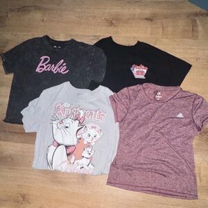 4 Graphic  T-Shirts Bundle Women Disney , Barbie , Adidas , Richie's pre-owned